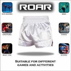 ROAR-INT White Kid's Muay Thai Shorts Martial Arts MMA Kickboxing Shorts for Boys Girls Boxing Trunks Shorts